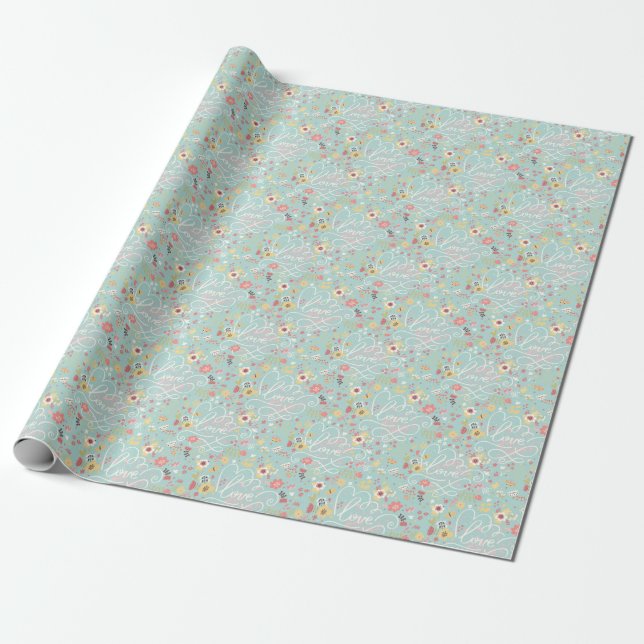 Papier Cadeau Motif romantique moderne (Déroulé)
