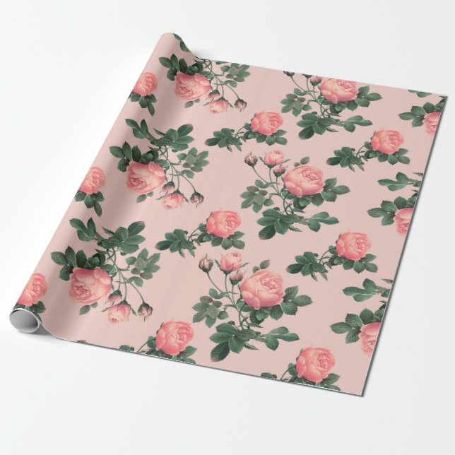 Papier Cadeau Motif rose (Déroulé)