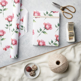 Papier Cadeau Motif rose