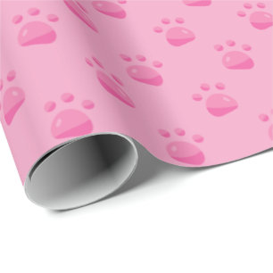 Papier Cadeau Motif rose   d'empreintes de pattes tout arrière -