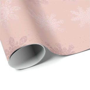 Papier Cadeau Motif rose d'or de flocon de neige élégant de No