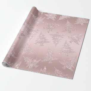 Papier Cadeau Motif rose élégant d'arbre de Noël de parties