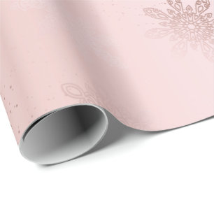Papier Cadeau Motif rose élégant de Noël de flocon de neige d'or