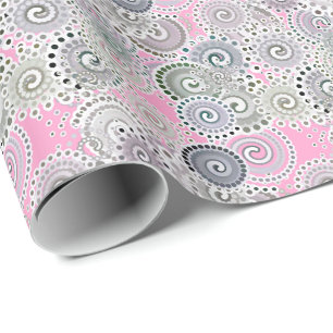 Papier Cadeau Motif, rose et gris de remous de fractale