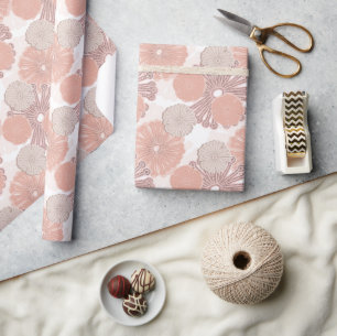 Papier Cadeau Motif rose Gold Flower