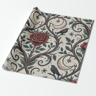 Papier Cadeau Motif Rose Gothique Foncé (1)