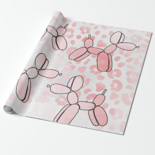 Papier Cadeau Motif rose léopard de chien de ballon