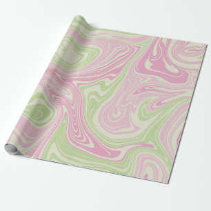 Papier Cadeau Motif rose vert à bille liquide