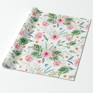 Papier Cadeau Motif Roses Fleurs