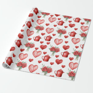 Papier Cadeau motif rouge avec coeur pour la Saint-Valentin