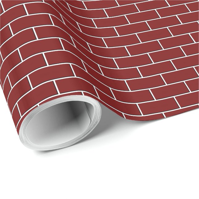 Papier Cadeau Motif ROUGE de MUR DE BRIQUES (Coin rond)
