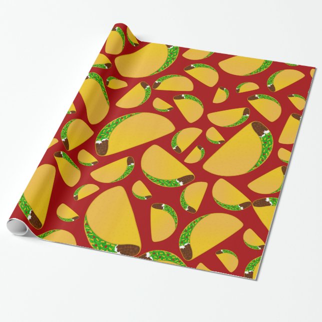 Papier Cadeau Motif rouge de taco (Déroulé)