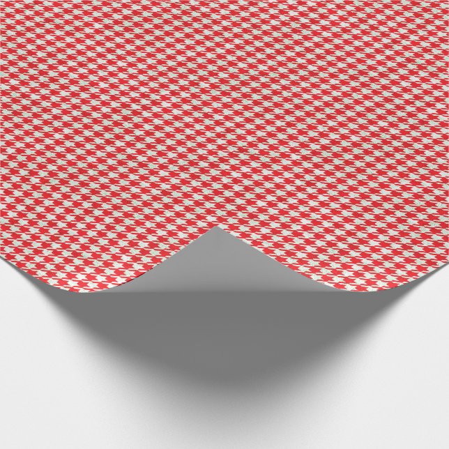 Papier Cadeau Motif rouge et blanc de pied-de-poule (Coin)