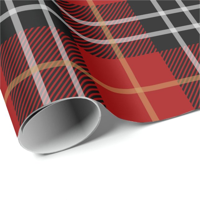 Papier Cadeau Motif rouge et noir de contrôle de guingan de (Coin rond)