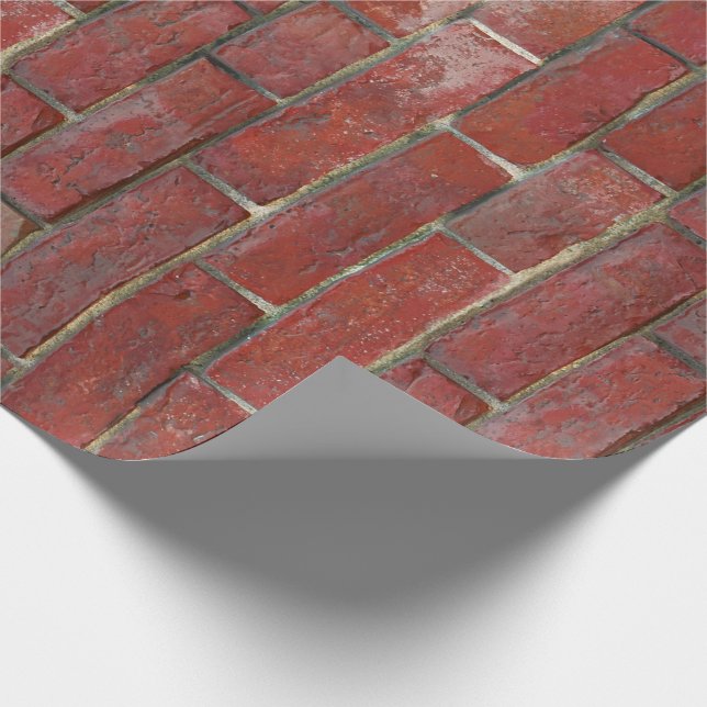 Papier Cadeau Motif rouge-foncé de mur de briques (Coin)