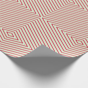 Papier Cadeau Motif rouge vert blanc miroir rétro Noël