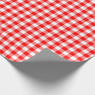Papier Cadeau Motif russe rouge et blanc En vichy