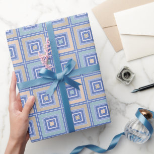 Papier Cadeau Motif rustique de carrés en patchwork