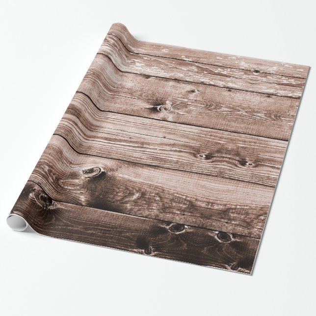 Papier Cadeau Motif rustique en bois (Déroulé)