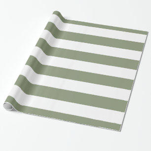 Papier Cadeau Motif Sage Green, Blanc XL Stripes