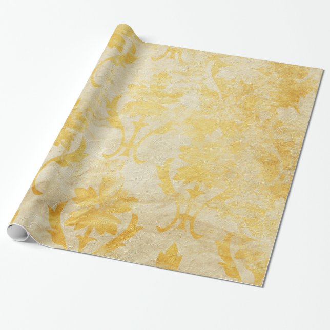 Papier Cadeau Motif sale de damassés jaunes (Déroulé)