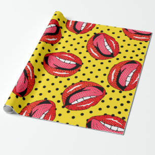 Papier Cadeau Motif sans couture avec badge de caricature avec l