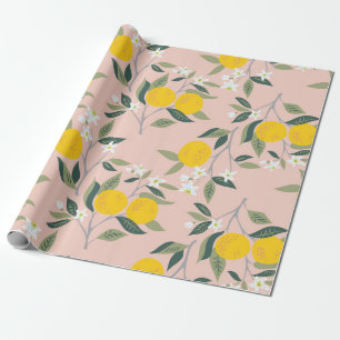 Papier Cadeau Motif sans couture avec branches d'oranges en fleu
