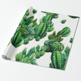 Papier Cadeau Motif sans couture avec cactus aquarelle. Cactus i