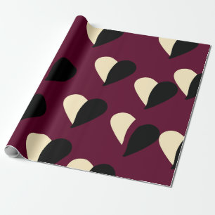Papier Cadeau Motif sans couture avec coeur noir et blanc. St Va