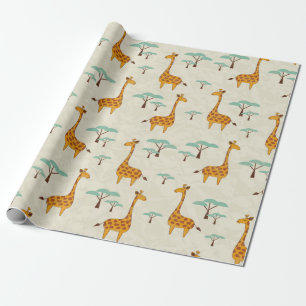 Papier Cadeau Motif sans couture avec de jolies girafes et des a