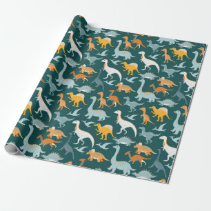 Papier Cadeau Motif sans couture avec le dinosaure plat de bande