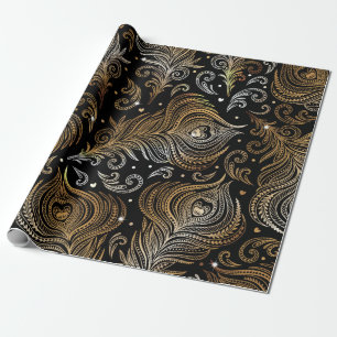 Papier Cadeau Motif sans couture avec plumes de paon. D libre