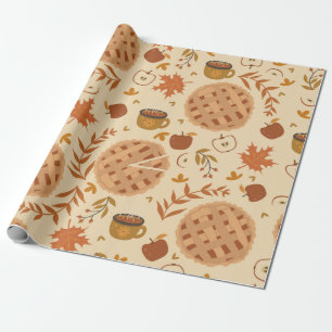 Papier Cadeau Motif sans couture avec tarte aux pommes, pommes e