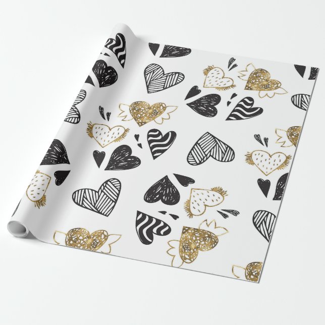 Papier Cadeau Motif sans couture d'amour romantique de Valentine (Déroulé)