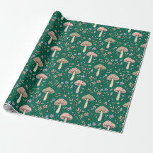 Motif sans couture de champignons vert émeraude pr