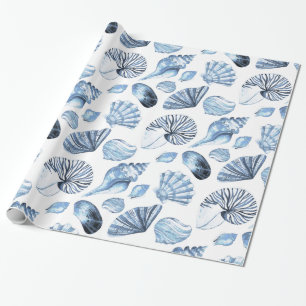 Papier Cadeau Motif sans couture de coquillages dans le bleu