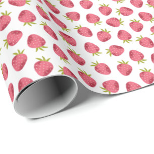 Papier Cadeau Motif sans couture de fraise rose douce