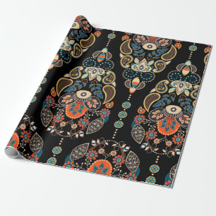 Papier Cadeau Motif sans couture de Paisley. Arrière-plan sombr