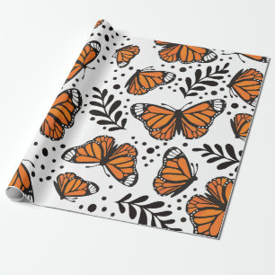 Papier Cadeau Motif sans couture de papillon monarque dessiné à 