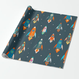 Papier Cadeau Motif sans couture de roquettes colorées dans l'es