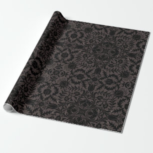 Papier Cadeau Motif sans couture de vigne noir charbon de Wm Mor