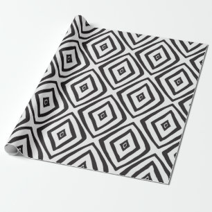 Papier Cadeau Motif sans couture dessinée à la main en noir et b