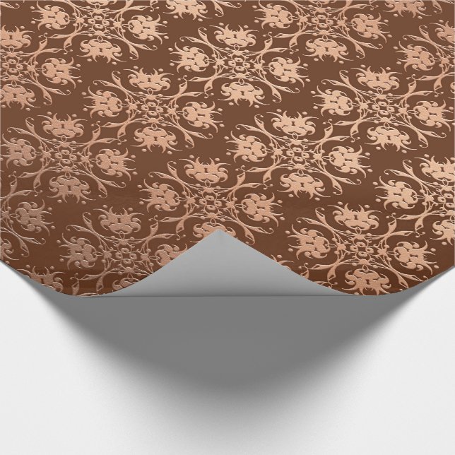Papier Cadeau motif sans couture d'or floral de damassé (Coin)