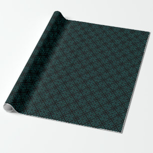 Papier Cadeau Motif sans couture en turquoise vif sur fond noir