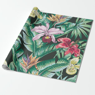 Papier Cadeau Motif sans couture florale tropicale avec flotteur