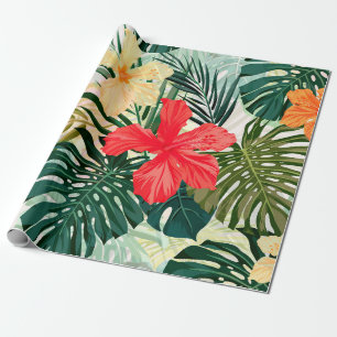 Papier Cadeau Motif sans couture hawaïenne couleur été avec m