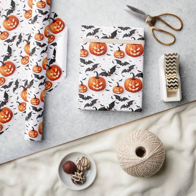 Papier Cadeau Motif sans couture Jack Olantern Halloween (Artisanat)