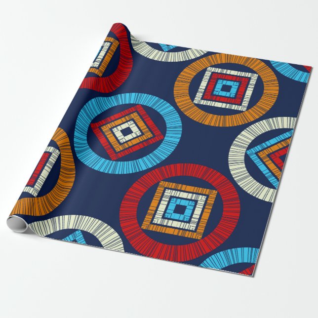Papier Cadeau motif sans couture pois. Mosaïque de figu ethnique (Déroulé)