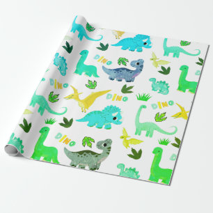 Papier Cadeau Motif sans couture vert Dinosaur Fête des enfants