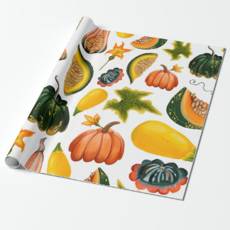 Papier Cadeau Motif sans faille de citrouilles et de feuilles su